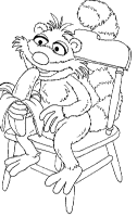 A coloring page of bear in the big blue house